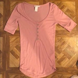 H & M pink Henley top